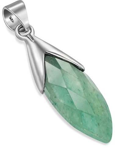 Unique collane ciondolo naturele Avventurina in argento 925 stile liberty forma di goccia qualità come gioielliere