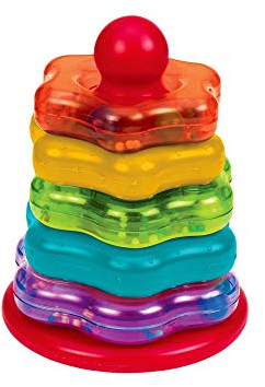 Battat – Ringe stapeln – Stapelndes Babyspielzeug – 5 Regenbogen-Ringe – Entwicklungsförderndes Spielzeug für Babys, Kleinkinder, Kinder – 1 Jahr +