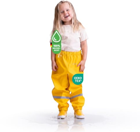BMS Kinder Regenhose Softskin Buddelbundhose OekoTex Gelb-146