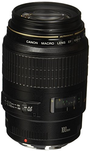 Canon 4657A006-cr EF 100mm F/2.8 Macro USM Fixed Lens for SLR Cameras, Black (Renewed)