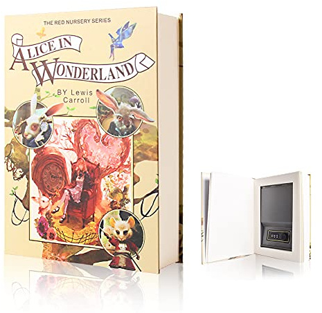 EIOUMAX Book Safe with Combination Lock, Hidden Diversion Safe Box for Money and Passports, Hollowed Out Book Lock Box for Home & Travel-Alice in Wonderland（Full Size）