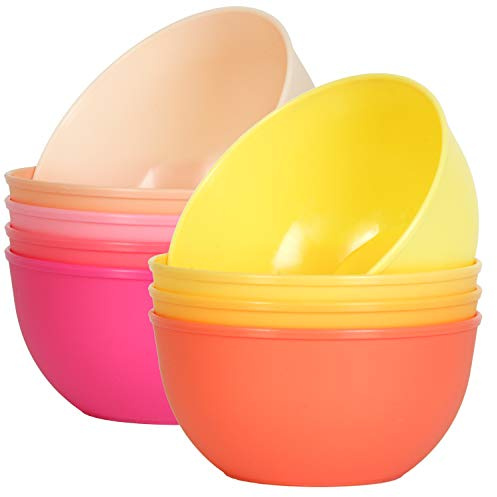 Youngever 9 Pack 10 Ounce Plastic Bowls, Kids Plastic Bowls, Set of 9 (9 Peach Colors)