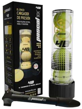 Pascal Box Bolas de pádel neumáticas con Bomba, Padel neumáticas, Soporte de presión, Paquete Completo con lubricante