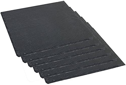 Pack de 6 bandejas de pizarra de 30 x 30 cm, ideal para servir comida de manera elegante, plato para alimentación, degustación, tabla embutidos, plato hostelería, bandeja rústica (30 x 30 cm)