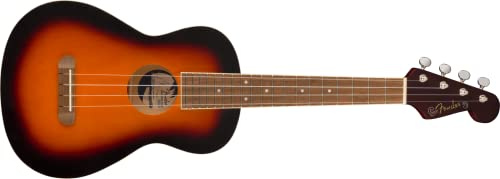Fender Avalon Tenor Ukulele for Adults and Kids, Basswood Construction, Walnut Fingerboard, Classic Fender Stratocaster Headstock, in 2-Colour Sunburst