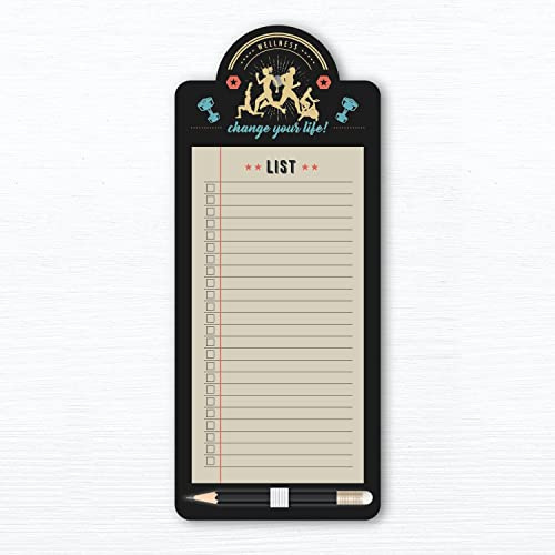 Imagicom 60 pagine Blocco note con piastra posteriore magnetica.11x26 Cm, tema Fitness, con matita. Per non perdere nessun promemoria a casa e in ufficio.