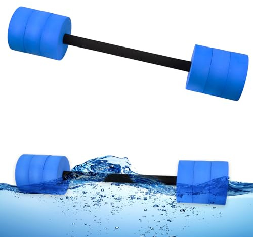 BOOSTEADY Haltères Aquatiques, Haltère à Eau pour Exercice Aquatique avec 6 Poids de Piscine en Mousse EVA, Haltère de Poids de Piscine pour Homme Femme, Bleu Long