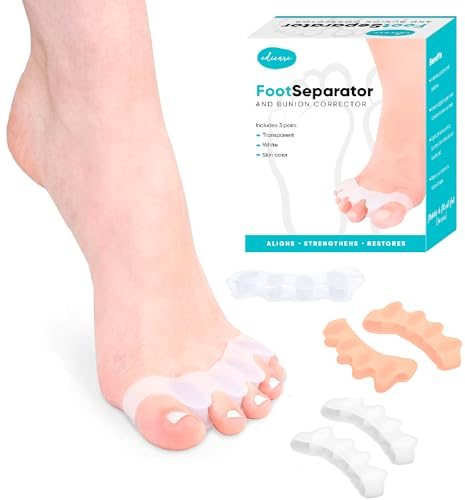 Edicare, Separador Dedos Pie, (3 pares), Talla Única, Alivio y Salud Podal, Enderezar dedos Torcidos o Superpuestos, para Juanetes, de Silicona 0% BPA