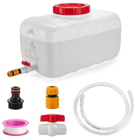 Water Storage Container for Camping, 6.6 Gallon Water Tank with Faucet, Portable First Aid Water Storage for Outdoor Hiking, RV, Autonomous Driving Tour, 17.7 x 11.8 x 11.8in