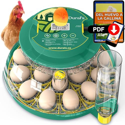 Dural's DX5® | Professioneller Brutautomat Vollautomatisch | CE-zertifiziert | Präzise Temperatur- & Feuchtigkeitskontrolle | Für bis zu 18 Eier von Huhn, Wachtel, Ente | Automatisches Eierwenden