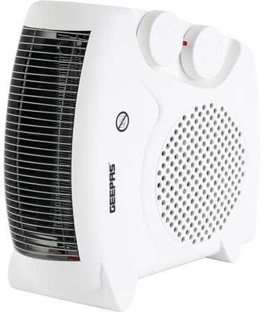GEEPAS Portable Heater Fan 2000W | Low Running Cost 2 Heat Settings 1000-2000W Safety Tip-Over Switch Overheat Protection | Energy Efficient Upright Heater with Instant Heat | 2 Year Warranty