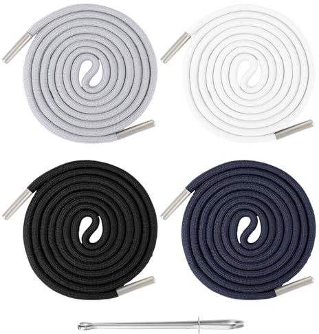 Aeaocvo 4 Unidades de Cordón para Pantalones de Jogging, 140 cm para Sudadera y Chándal Elástico, con Cintura Ajustable - Negro, Blanco, Gris