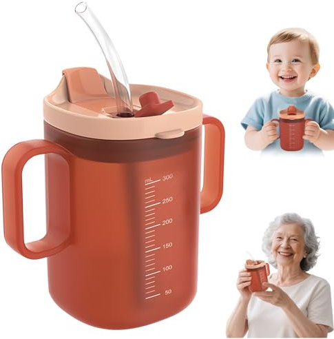 GD HUA Tasse pour Personnes âgées, 300ml avec Anse, Tasse pour Personnes âgées, Tasse pour Enfants,Tasse à Double Anse, Tasse à Bec de Canard Tasse à Paille à Double Usage