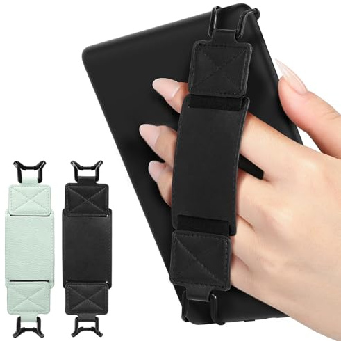 MoKo 2 Paquete Correa Manual de Seguridad para la Tableta de Fire de 6-8 Kindle Ereaders-Kindle/Kobo/Voyaga/Lenovo/Sony E-Book, Boqueta, Versátile Versátil con Correa para la Mano, Agave Verde+Negro