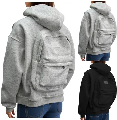 Felpa da viaggio da uomo con zaino chiusura lampo viaggio giacca con cappuccio design zaino oversize felpa da donna manica lunga pullover felpa con cappuccio comoda giacca di transizione outdoor sport