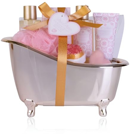 Accentra Set bagno PRÊT-À-PORTER in vasca con doccia, schiuma, sali da bagno, bombe da bagno, crema mani, sapone e spugna, regalo di Natale per donne