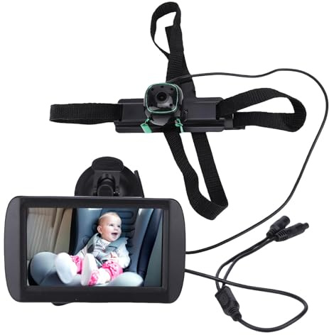 Vikye Baby Car Camera, 4,3 Tum HD 1080P Anti Shake Bilbarnstolskamera med 360 Graders Rotation för Sedans SUV-fordon