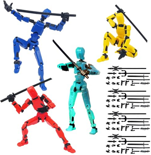 HTTDSLF 4 PCS T13 Action Figure Con Più Giunti, T13 Action Figure Set (Assembly completato), Stampa 3D di Robot, Action Figures di Robot con Più Giunti per Decorazione Desktop