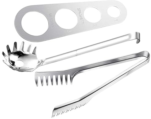 Mipcase Ensemble D’ustensiles Pour Pâtes 3 Pièces Inox Cuillère à Pâtes Pince à Outil De Mesure Des Spaghetti La Cuisine Gourmets Domestique