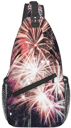 Explosion fyrverkeri tryck män kvinnor korsväska diagonalt slunga lätt axel crossbody ryggsäck