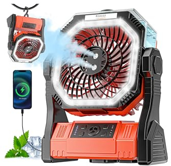 Ventilatore da campeggio con Nebulizzatore, Ricaricabile USB Ventilatore