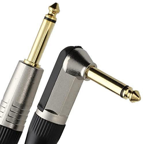 kenable Gold Right Angle MONO Jack 6.35mm Guitar/Amp LOW NOISE Cable Lead 5m