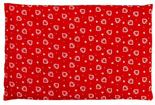 GIRAFFENLAND Traubenkernkissen 30 x 20 cm, Herzen-rot - Als Wärmekissen & Kältekissen - Körnerkissen für Mikrowelle und Backofen - 30x20cm