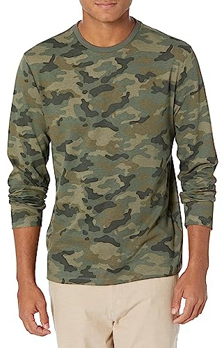 Amazon Essentials Camiseta de Manga Larga y Ajuste Entallado Hombre, Verde Camuflaje, XXL