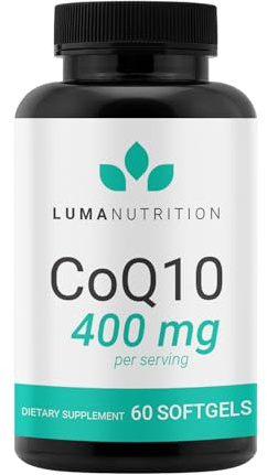 Luma Nutrition CoQ10 400mg Softgels - High-Absorption Coenzyme Q10 - Co Q-10 200mg / 400mg Per Serving - Heart Health - 60 Liquid Softgels