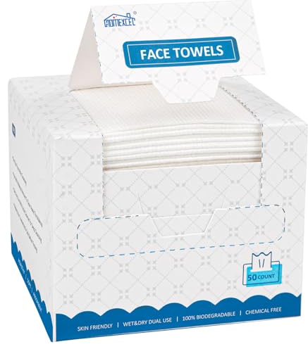 HOMEXCEL Gesichtstücher, Einweg-Makeup-Entferner-Tücher, 20 X 20 cm Super Weich, Biologisch Abbaubar, Trockene Gesichtshandtücher, Waschlappen für empfindliche Haut, 50 Stück