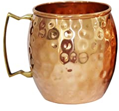 BRACOP Taza de agua de vidrio de cobre copa martillada jarra juego de 1 taza de cobre puro utensilios de cocina taza Moscow Mule Ayurveda para cócteles utensilios florales termo jarra de agua