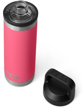 YETI Rambler 18 oz (532 ml) Water Bottle with Chug Cap, Tropical Pink | Insulated Stainless Steel Water Bottle for Hot or Cold Drinks, 100% Leakproof Chug Cap, Easy Carry Handle, Dishwasher Safe