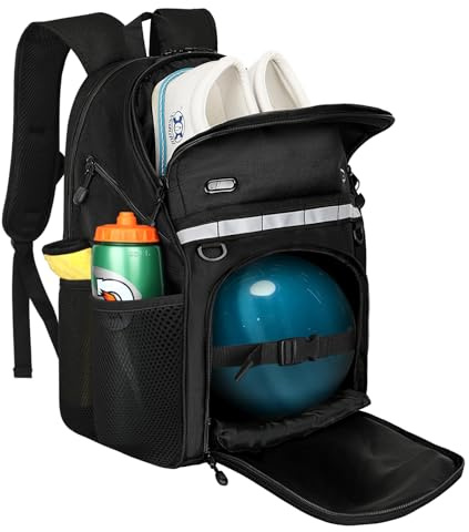 Goloni Bowling Backpack,Single Ball Bag with Shoe Compartment Up to Size 16,Bowling Bag with Padded Ball Holder