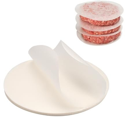 200 Pièces Disques à Burger,13 cm Papier Sulfurisé,Papier Cuisson Rond,Papier Steak Haché Papier Antiadhésif,Feuilles de Papier Antiadhésive pour Presse à Steak Haché,Cheeseburger,Galettes,Pains