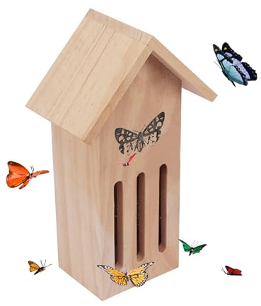 Maisons et papillons,Maison et papillons - Hôtel pour papillons en bois naturel | Maison et papillons faciles à alimenter 11,2x3,9x3,2 pouces, maison et papillons sur le sol suspendu au mur 'arbre