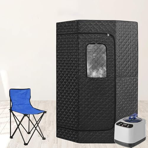 Sauna Pliable Cabine Sauna Portable for La Maison, Sauna Personnel for Tout Le Corps, Salle De Détox À Vapeur, Spa À Domicile avec Générateur De Vapeur 4 L 1000 W, Chaise Pliable, Noir