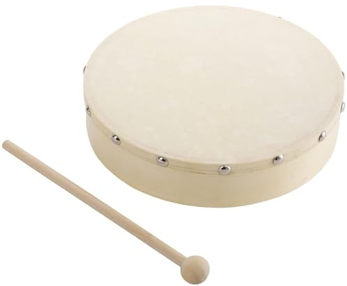 Handhållen trumman - Portabel träknrumset, utbildningsskakningsinstrument | Percussion träramtrumma med trumpinne, mångsidig musikinstrument för skolfester, (8 tum 10 tum) [Android] [Android]