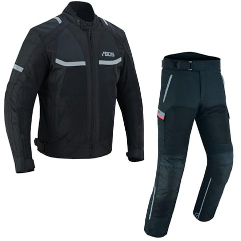 BOSmoto Motorradkombi Textil mit Protektoren 2-teiler Motorradjacke & Motorradhose, atmungsaktiv & wasserdicht,Herren Motorrad Textil kombi,Motorrad Jacke und Hose (BLACK, 2XL)