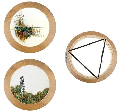 3 Pièces Cadre à Broder en Bois avec 6 pouces Cerceaux de broderie Ensemble de cerceaux de point de croix ronds pour DIY Arts, Artisanat Créatifs Décoration