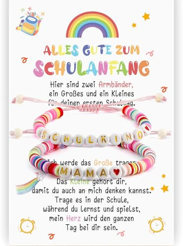 ItkFresh Geschenke zur Einschulung, Schulanfang Geschenke für Mädchen, Einschulungsgeschenke für Mädchen, Mutter Tochter Armband Einschulung