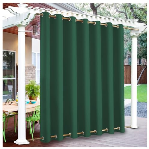 Mewkew Cortinas de Exterior Impermeables Opaca Verde Patio Cortina para Exteriores con Ojales Superior e Inferior, Opacas con protección UV, para Terraza, Balcón, Jardín, 152An × 150Al cm