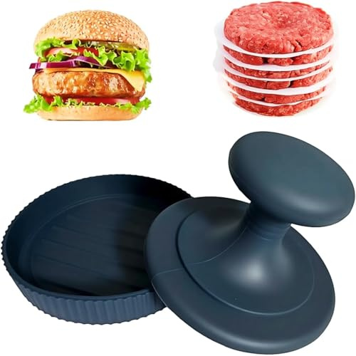 HOMOMSAE Silicone Burger Press Patty Maker 4.7 Non-Stick Round Hamburger Meat Smash Press with 100 Papers, Dishwasher Safe, Ideal for Flattening Patties and BBQ - Dark Grey