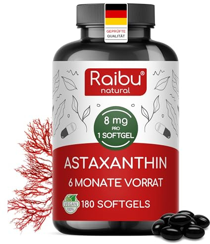 Astaxanthine Pure Végane - 80 mg (équivalent à 8 mg d’astaxanthine) de l’algue Haematococcus pluvialis - 180 Gélules : Cure de 6 mois - Concentration & Biodisponibilité Élevées
