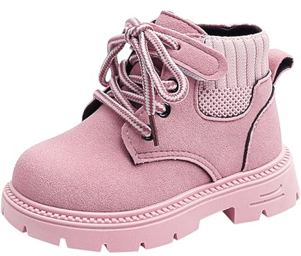 NEAWEALY Toddler Baby Boys Girls Fashion Style Ankle Boots Snow Boots Shoes Outdoor Pink 5 UK