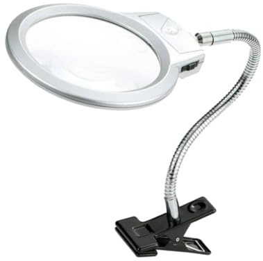 LIFKOME Lámpara De Escritorio Con Clip Led y Lupa Flexible De Metal, Luz De Lectura Ajustable Para Estudio y Trabajo, Lámpara De Escritorio Portátil Sin Batería