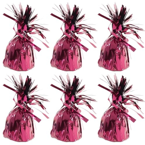 PARTYRAMA.CO.UK Metallic Burgundy Red Foil Helium Balloon Weights 175gr - Pack of 6 - Durable & Colourful Weights for Birthdays Parties, Events & Celebrations - Perfect Balloon Weight Holders