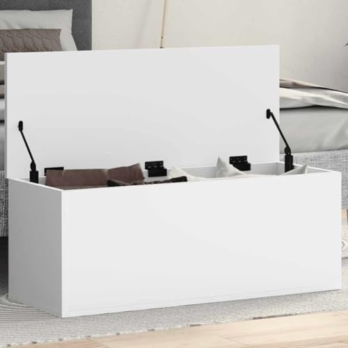 Nqyjm Baúl blanco 90 x 35 x 35 cm, material de madera para salón, dormitorio, oficina, estudio