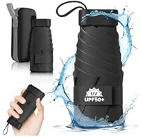 Jyunsing Parapluie Pliant, Mini Parapluie de Poche Voyage, Petit Parapluie Portable Compact Anti-UV Coupe-Vent avec Housse Capsule pour Hommes et Femmes
