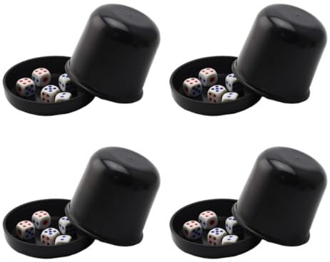 Toyvian Caja de Dados Gruesa Antitrampas con Base Resistente Vaso de Dados de Bar Negro Set de 4 Copas Adecuado para Juegos en Ktv y Fiestas