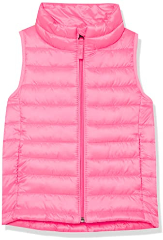 Amazon Essentials Girls' Lightweight Water-Resistant Packable Puffer Vest, Neon Pink, Medium